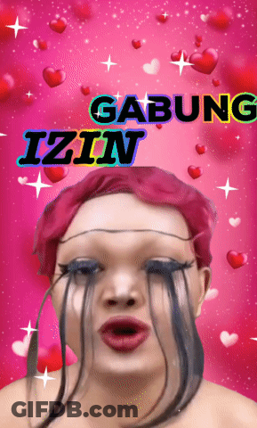 A Poster With A Woman With Pink Hair And The Words Gabung Izin GIF