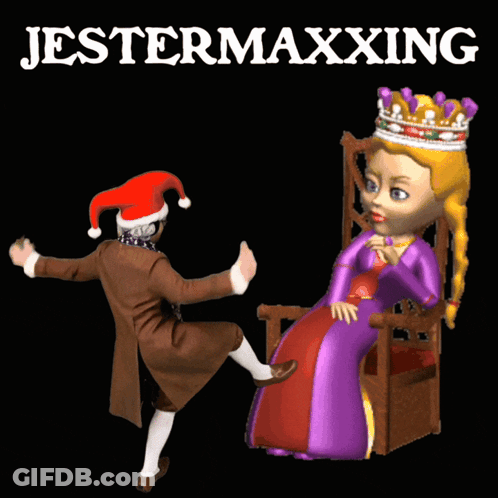 A Poster With Jestermaxxing Written On The Bottom GIF