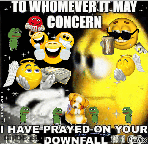A Poster With Smiley Faces And The Words To Whomever It May Concern GIF