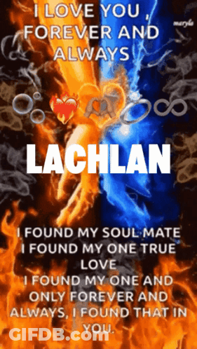 A Poster With The Name Lachlan On It GIF