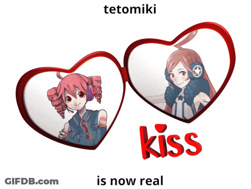 Poster With Two Hearts And Kiss GIF