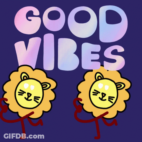 A Poster With Two Lions And The Words Good Vibes GIF