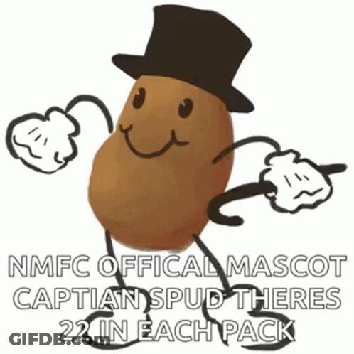 A Potato Wearing A Top Hat And Gloves Is The Nmfc Official Mascot GIF