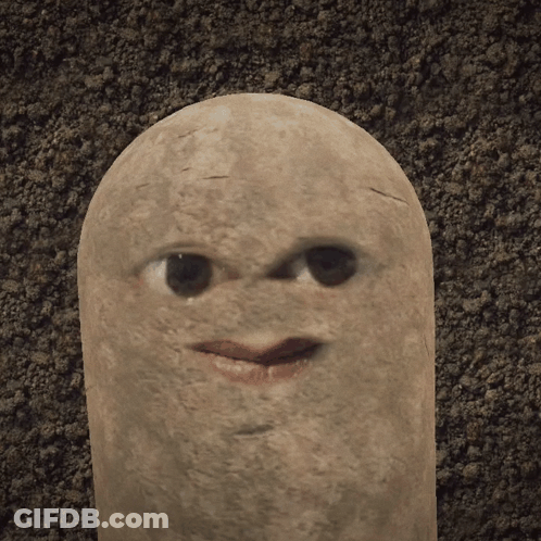 A Potato With A Face That Looks Like A Human Face GIF