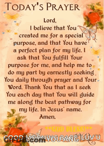 A Prayer With Flowers And Butterflies On It GIF