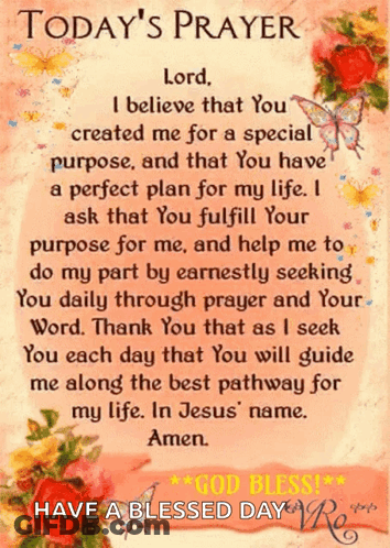 A Prayer With Flowers And Butterflies On It GIF