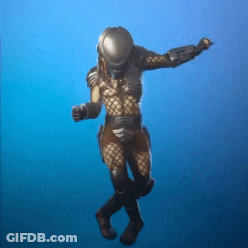 A Predator Is Dancing In A Video Game With A Gun . GIF