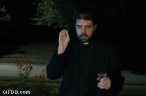A Priest Is Holding A Wine Glass And Making A Funny Face GIF