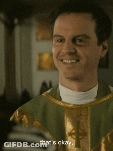 A Priest Says " It Gives Me Some Edge " In A Close Up GIF