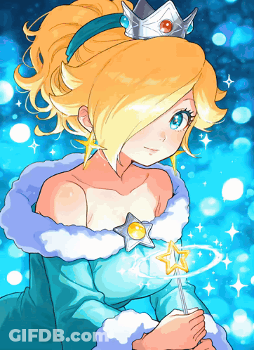 A Princess With A Crown On Her Head Is Holding A Star Wand GIF