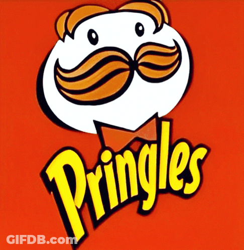 A Pringles Logo On A Red Background With A Cartoon Character GIF