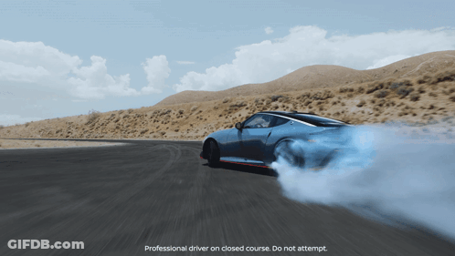 A Professional Driver On Closed Course Do Not Attempt Is Written Below A Car GIF