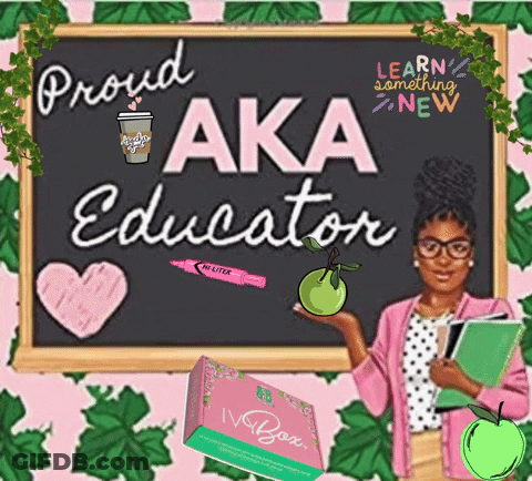 A Proud Aka Educator Holds An Apple In Front Of A Blackboard GIF