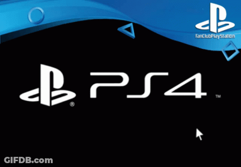 A Ps5 Logo On A Black Background With Blue Triangles GIF