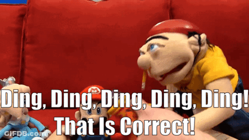 A Puppet Says Ding Ding Ding Ding That Is Correct GIF