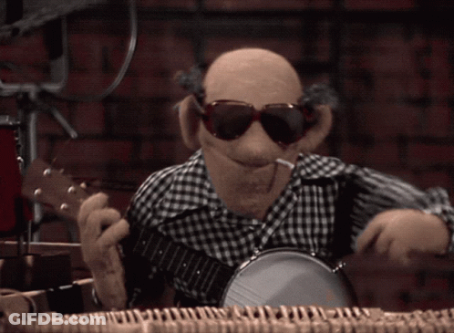 Sunglasses Puppet Playing Banjo GIF