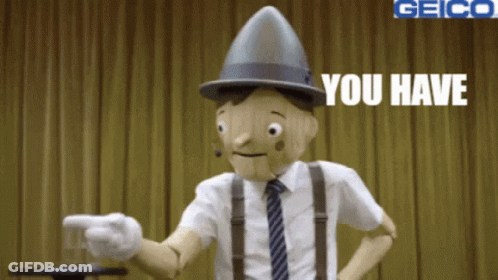 A Puppet With A Hat And Suspenders Is Pointing To The Word You Have GIF