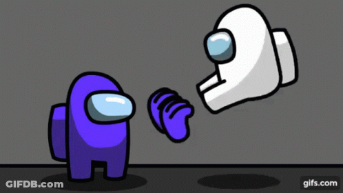 A Purple Among Us Character Standing Next To A White Character GIF