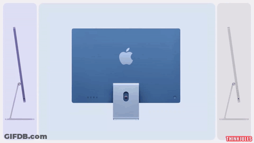 A Purple And A Blue Apple Computer With Thinkjules Written At The Bottom GIF