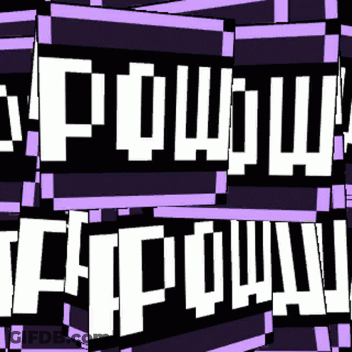 A Purple And Black Background With The Words Pow Wow Written On It GIF