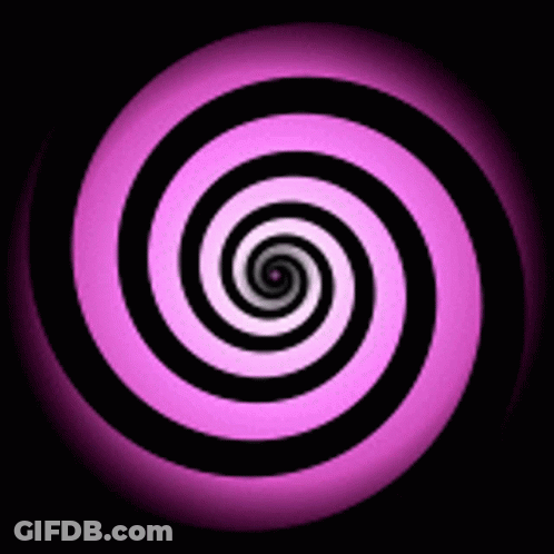 A Purple And Black Optical Illusion Of A Spiral On A Black Background . GIF
