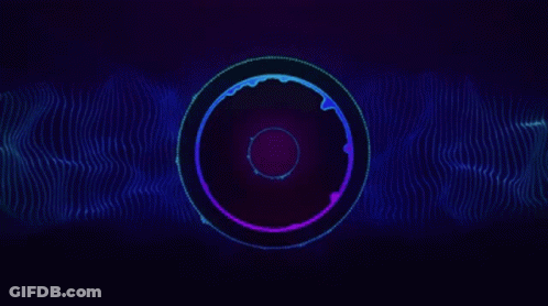 A Purple And Blue Circle With A Clock On It On A Dark Background . GIF