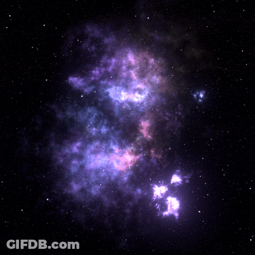 A Purple And Blue Galaxy With A Lot Of Stars In The Background GIF