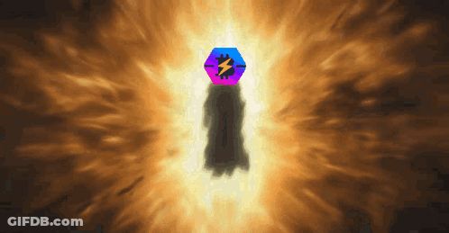A Purple And Blue Object With A Lightning Bolt And A Dollar Sign On It GIF