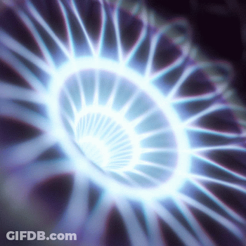 A Purple And Blue Swirl With A Light Coming Out Of The Center GIF