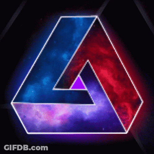 A Purple And Blue Triangle With A Galaxy Background GIF