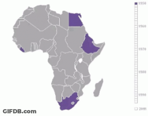 A Purple And Grey Map Of Africa With A Bar Graph Showing The Number Of People In Each Country GIF