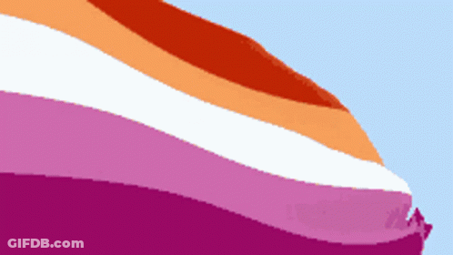A Purple And Orange Flag With A Blue Background GIF