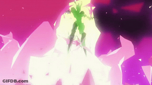 A Purple And Pink Background With A Green Silhouette GIF