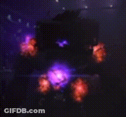 A Purple And Red Glowing Object In A Dark Background GIF