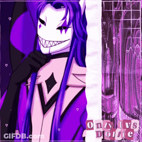 A Purple And White Cartoon Character With The Words On / Y / I Vs Do / I / E Below It GIF