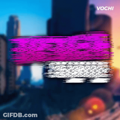 A Purple And White Graphic With The Word Vochi In The Upper Right Corner GIF