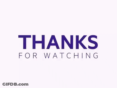 A Purple And White Logo That Says `` Thanks For Watching '' On A White Background . GIF