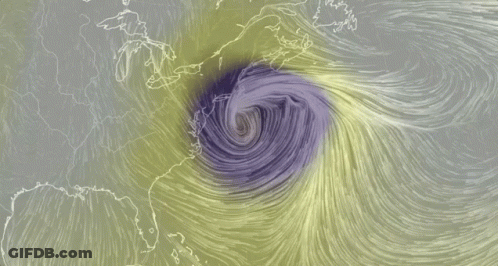 A Purple And Yellow Swirl Is Visible On A Map GIF