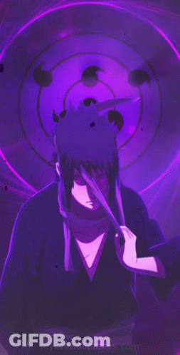 A Purple Anime Character With A Sword In His Hand GIF