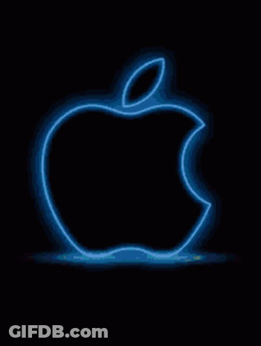 A Purple Apple Logo Is Glowing In The Dark GIF