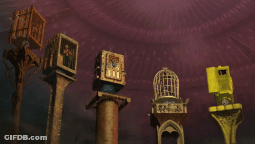 A Purple Background With A Bunch Of Boxes On Top GIF
