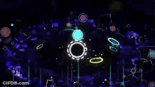 A Purple Background With A Circle And A Square In The Middle GIF