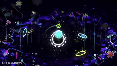 A Purple Background With A Circle And Gears In It GIF