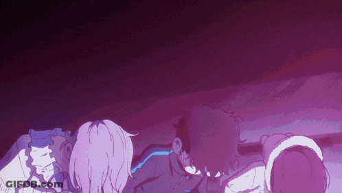 A Purple Background With A Few People In It GIF