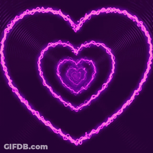 A Purple Background With A Glowing Pink Heart In The Middle GIF