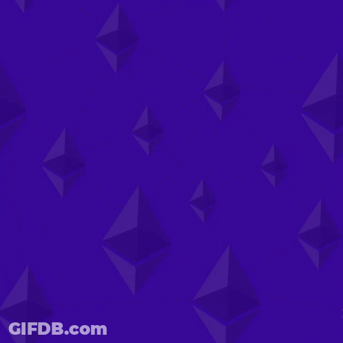 A Purple Background With A Gold Coin That Says Ethereum On It GIF