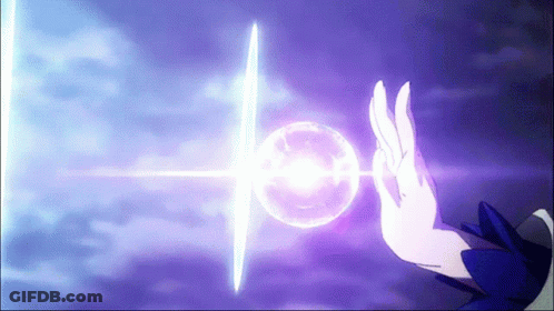 A Purple Background With A Hand Holding A Sphere GIF
