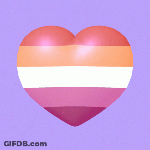 A Purple Background With A Heart That Has A Lesbian Flag On It GIF