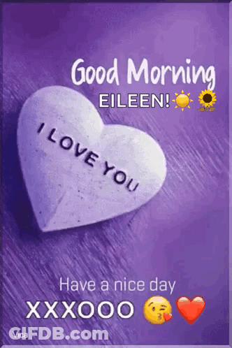 A Purple Background With A Heart That Says `` I Love You '' . GIF