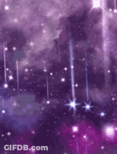 A Purple Background With A Lot Of Stars Flying In The Sky GIF